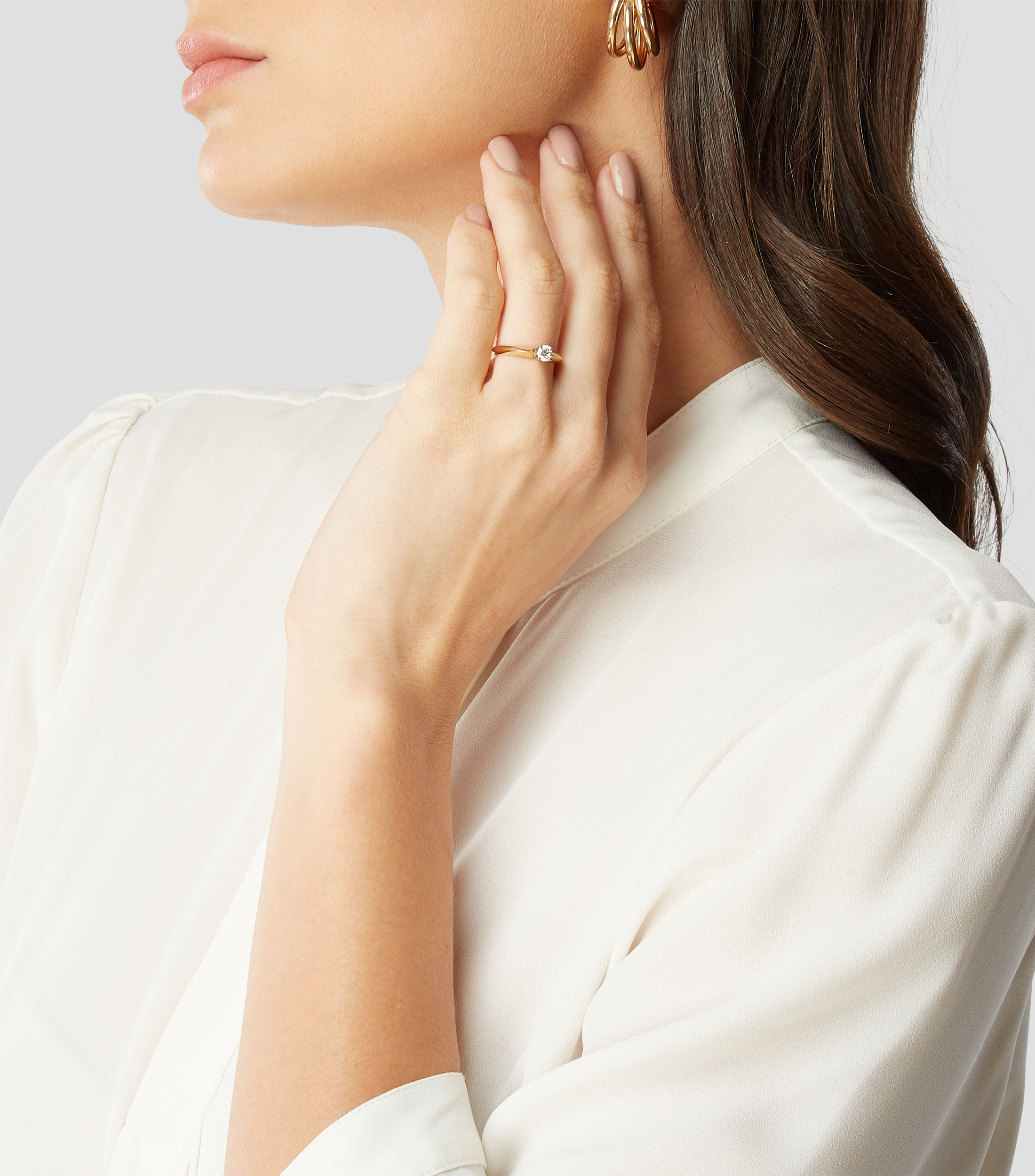Anillo solitario en Oro amarillo de 14 kilates con diamante Mujer